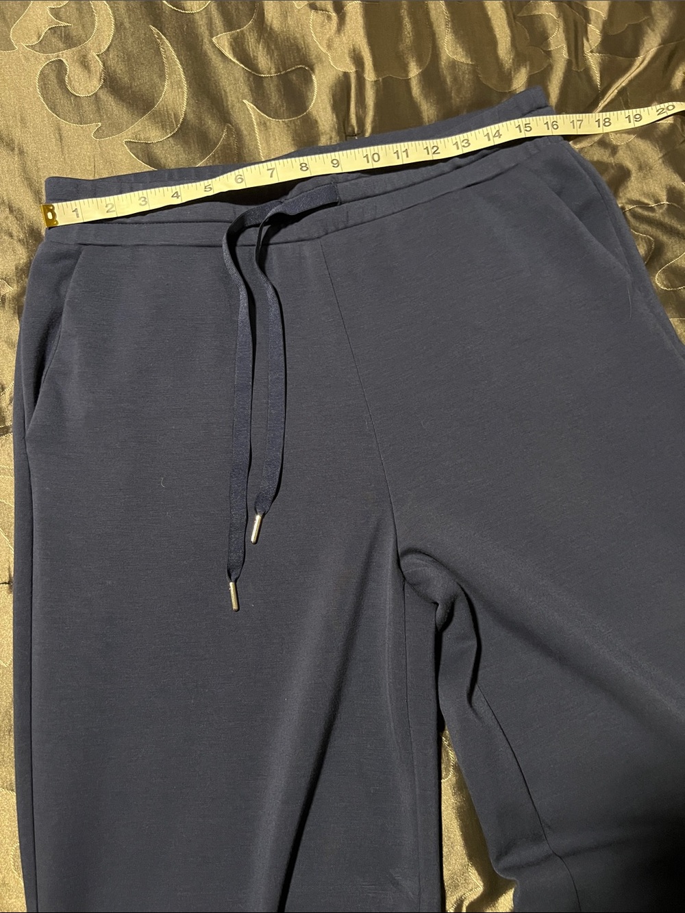 Wonderly Navy Wide Straight Leg Casual Drawstring Lounge Pants Relaxed Women LG - Picture 4 of 12